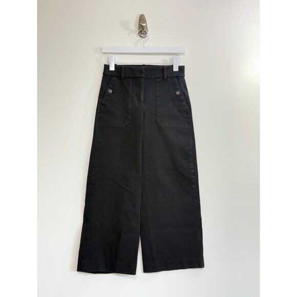 J.Crew Cropped Wide Leg Pant In Black Size 0 - Picture 4 of 5